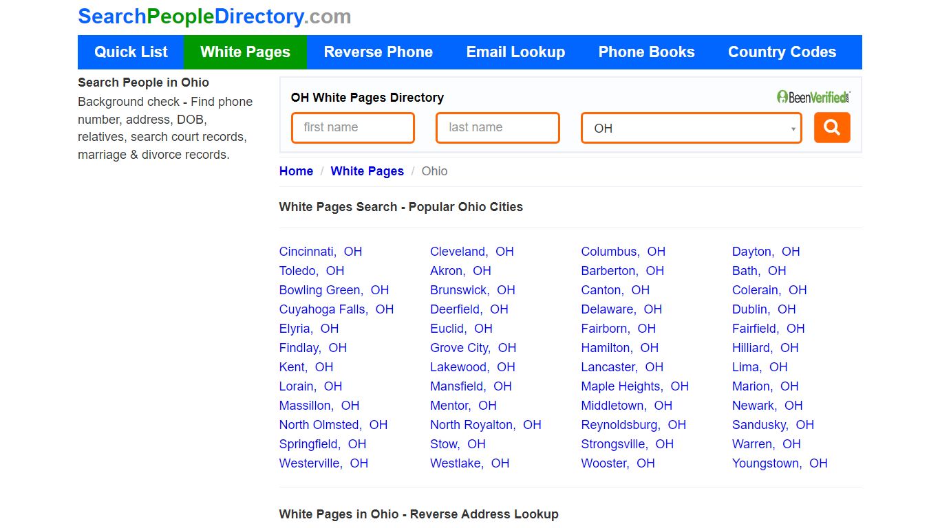 White Pages in Ohio, Find a Person, Local Directory
